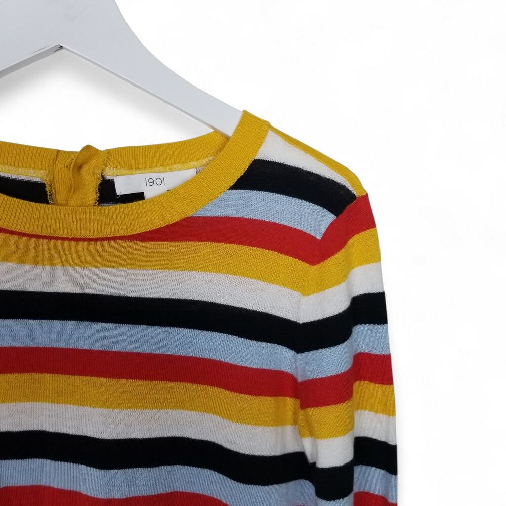 1901 Crewneck Back Button Stripes Sweater - Small - Picture 3 of 6